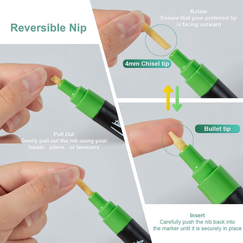 Artkey Neon Chalk Markers Set - 8 Pack with Reversible Tips (Chisel & Bullet) for Glass, Windows & Non-Porous Surfaces - Vibrant Fluorescent Colors for Art & Craft Projects - Image 3